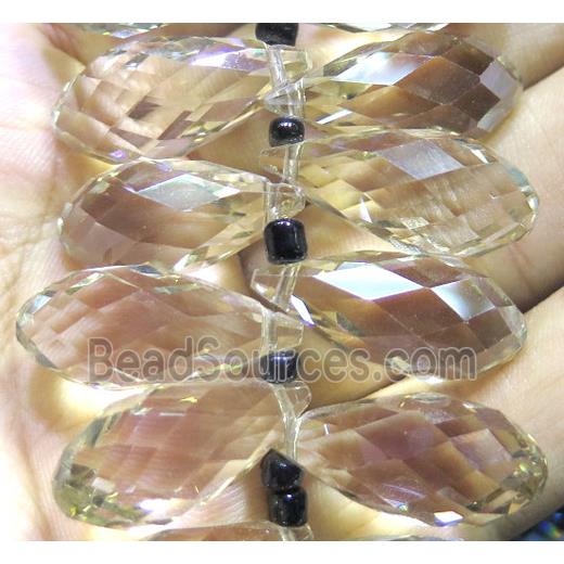 Chinese crystal glass bead, faceted teardrop