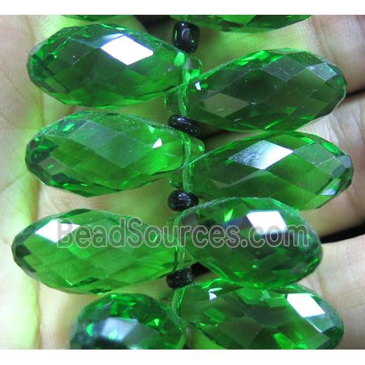 Chinese crystal glass bead, faceted teardrop