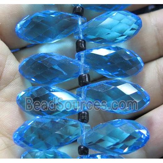 Chinese crystal glass bead, faceted teardrop