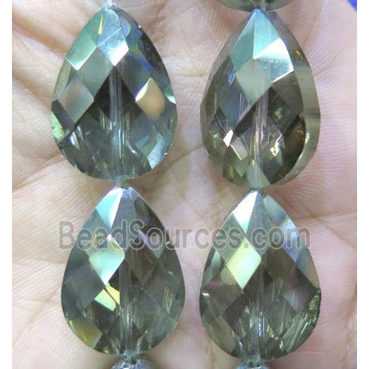 Chinese crystal glass bead, faceted teardrop