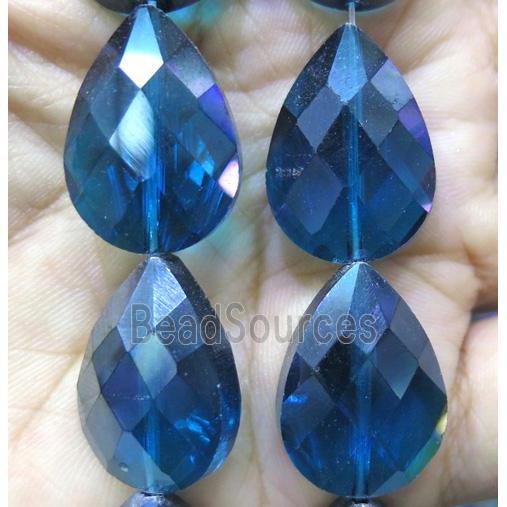 Chinese crystal glass bead, faceted teardrop