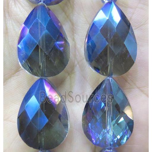 Chinese crystal glass bead, faceted teardrop