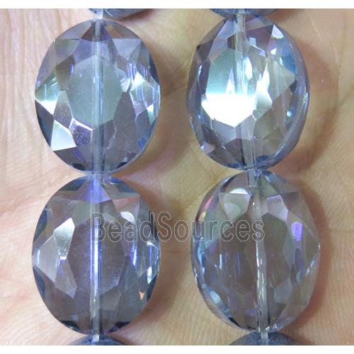 Chinese crystal glass bead, faceted oval