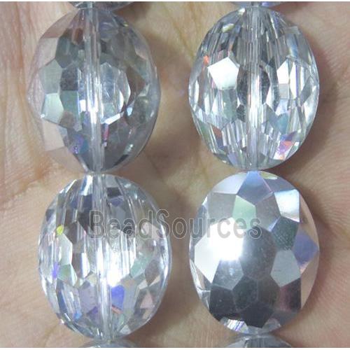 Chinese crystal glass bead, faceted oval