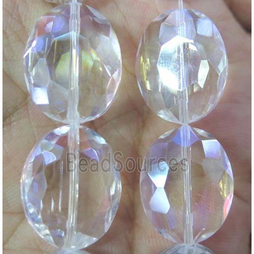 Chinese crystal glass bead, faceted oval