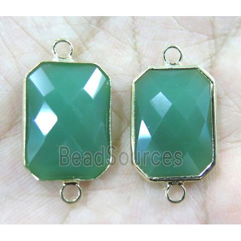 Chinese crystal glass connector, faceted rectangle, gold plated