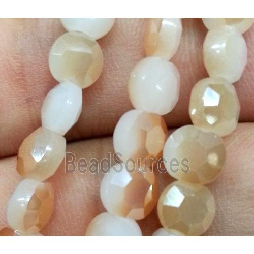 Chinese crystal glass bead, faceted flat round