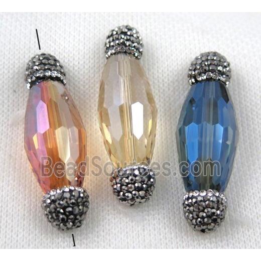 Chinese crystal glass spacer bead paved rhinestone, faceted Rice