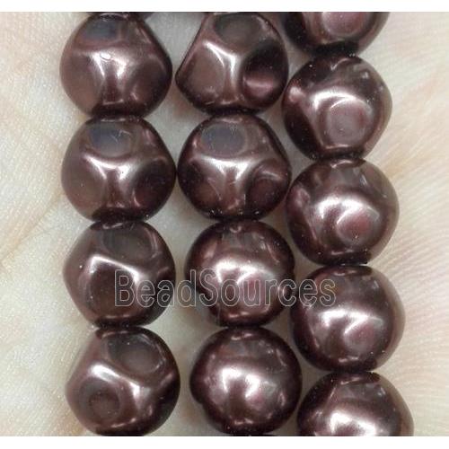 glass pearl bead, faceted round, coffee