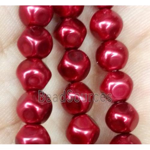 glass pearl bead, faceted round