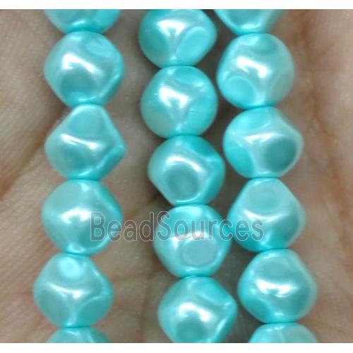 glass pearl bead, faceted round