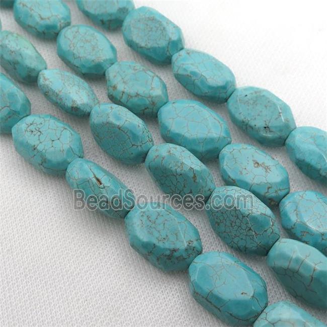 Magnesite Turquoise Beads, faceted oval