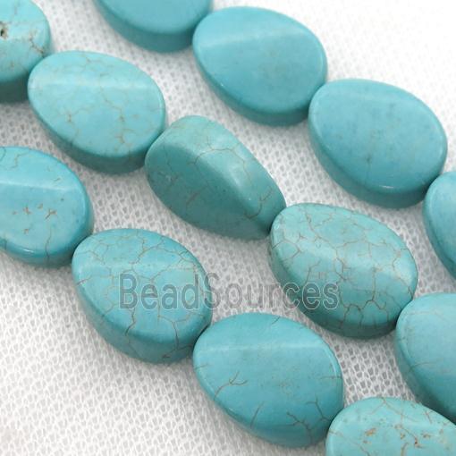 Magnesite Turquoise beads, twist oval