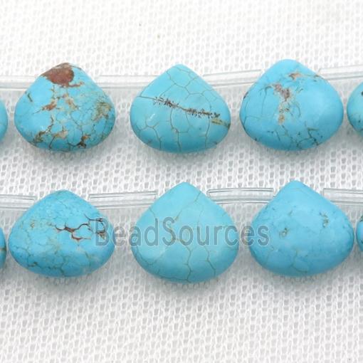 Magnesite Turquoise teardrop beads, topdrilled