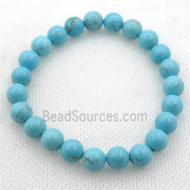 Magnesite Turquoise Bracelet, round