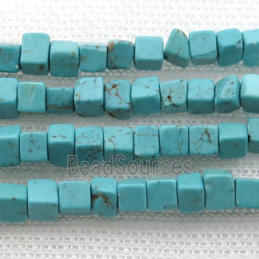 Magnesite Turquoise beads, cuboid