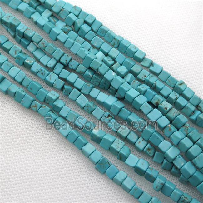 Magnesite Turquoise beads, cuboid