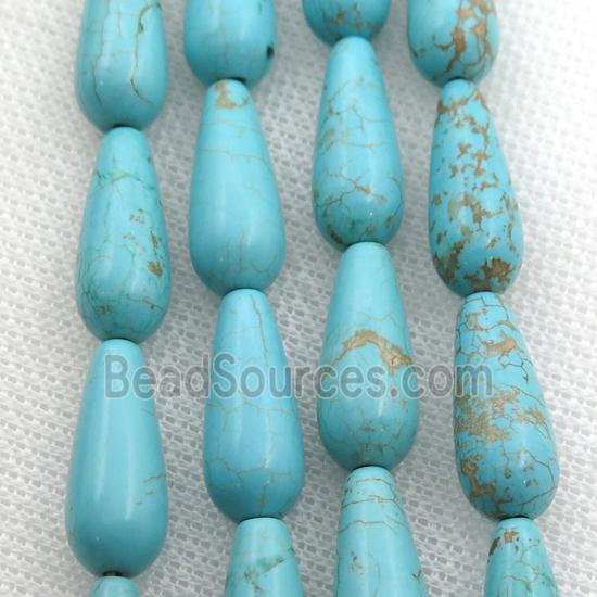 Magnesite Turquoise teardrop beads