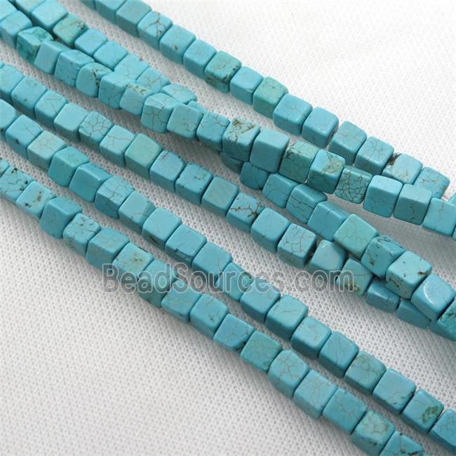 blue Magnesite Turquoise cube beads