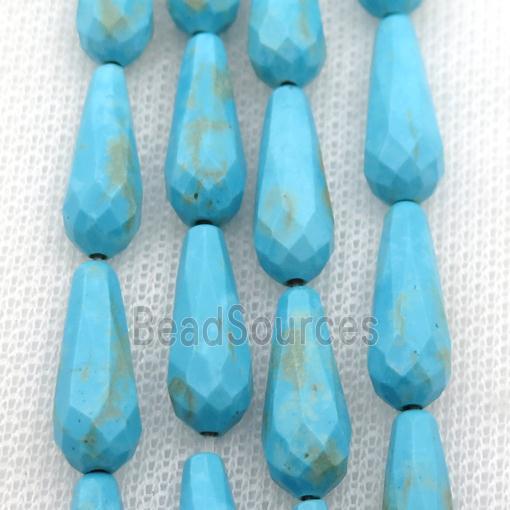 blue Magnesite Turquoise beads, faceted teardrop