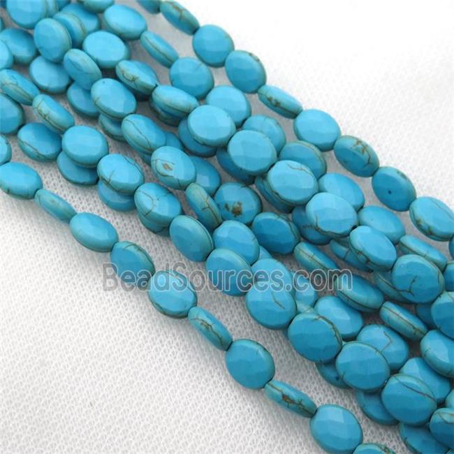 blue Magnesite Turquoise beads, faceted oval