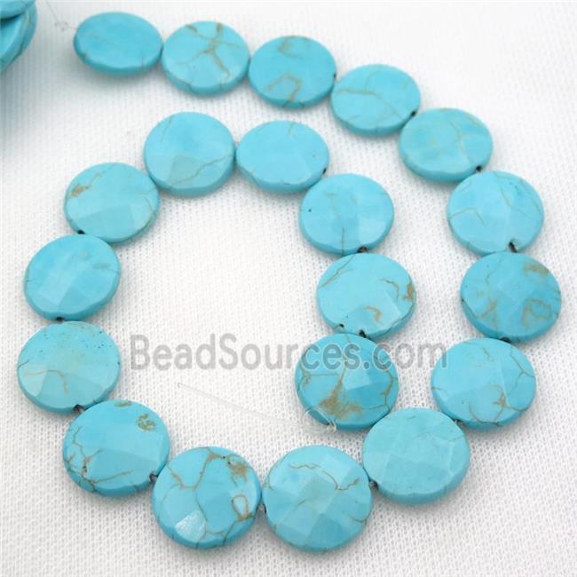 Magnesite Turquoise beads, faceted coin