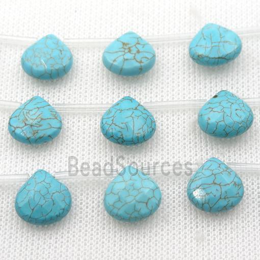 Magnesite Turquoise beads, faceted teardrop, topdrilled