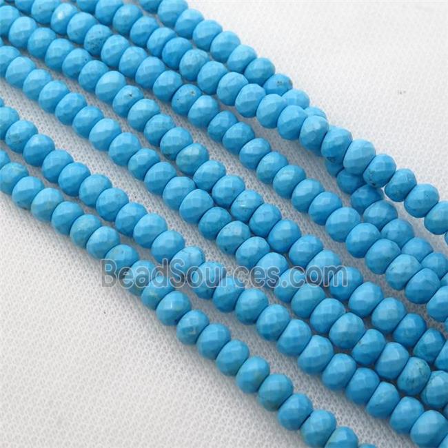 blue Magnesite Turquoise beads, faceted rondelle