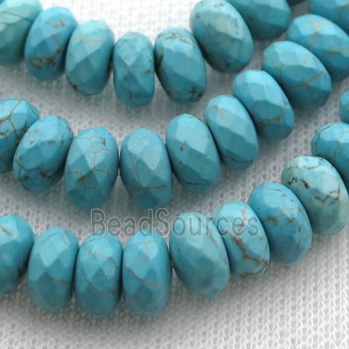 Magnesite Turquoise beads, faceted rondelle