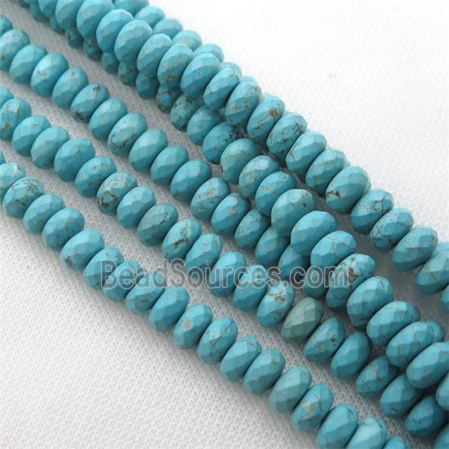 Magnesite Turquoise beads, faceted rondelle