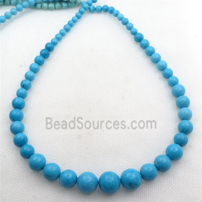 blue Magnesite Turquoise graduated beads, round