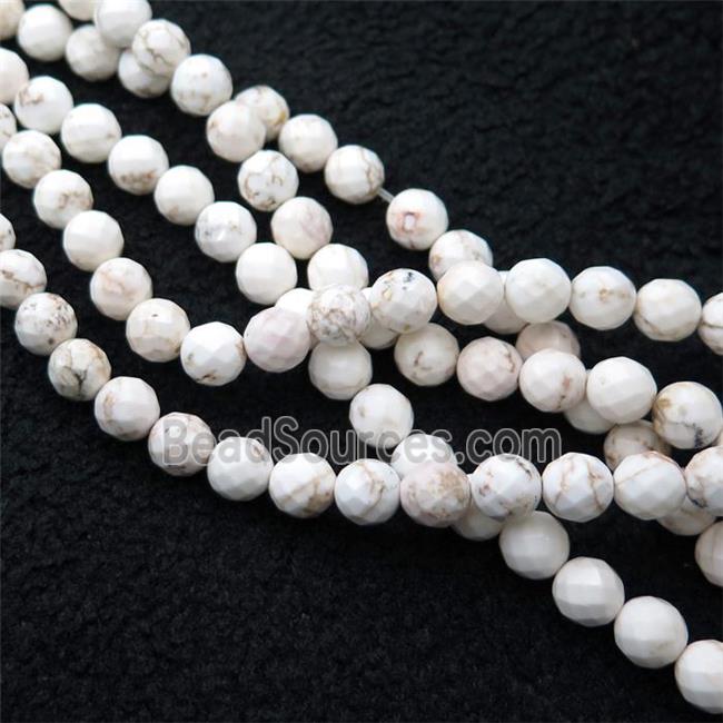 white Magnesite Turquoise beads, faceted round