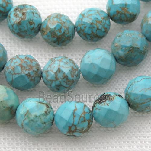 blue Magnesite Turquoise beads, faceted round