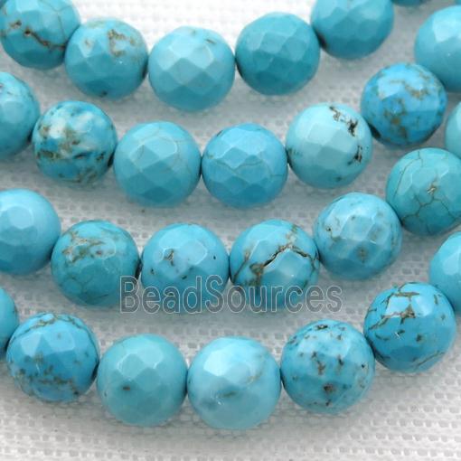 blue Magnesite Turquoise beads, faceted round