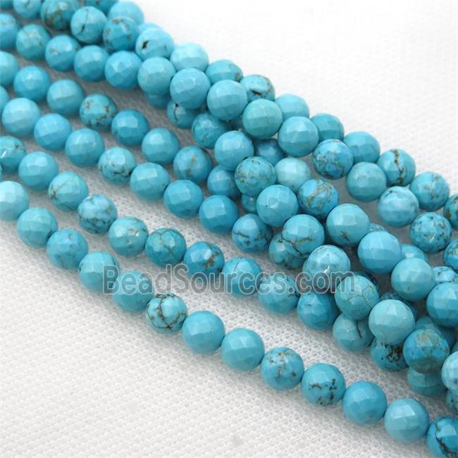 blue Magnesite Turquoise beads, faceted round