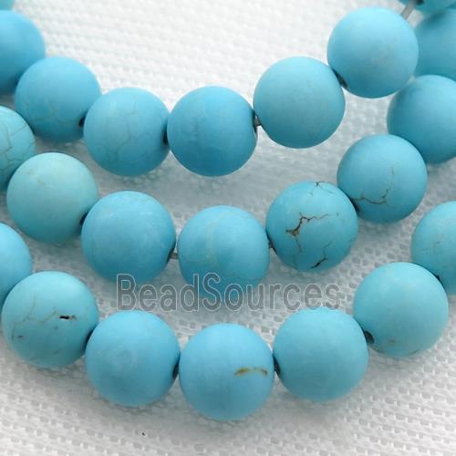 matte blue Magnesite Turquoise beads, round