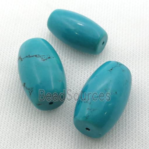 teal Sinkiang Turquoise barrel beads