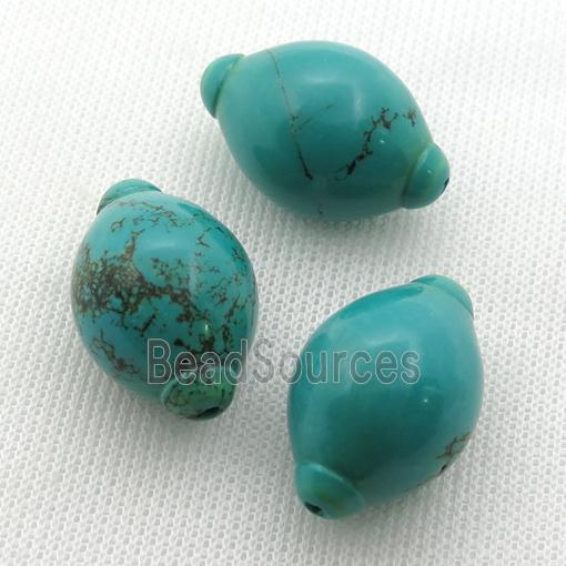 teal Sinkiang Turquoise barrel beads