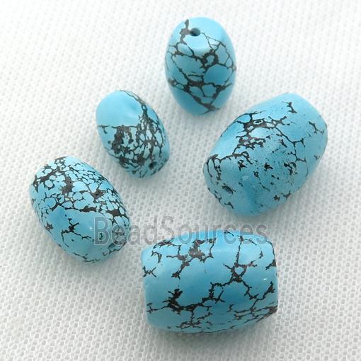 blue Sinkiang Turquoise barrel beads