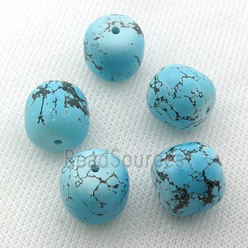 blue Sinkiang Turquoise barrel beads