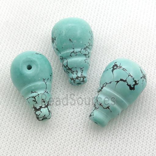 green Sinkiang Turquoise guru beads, 3holes