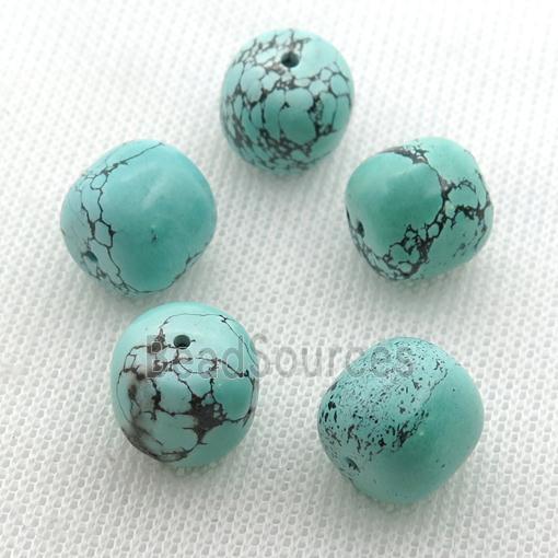 green Sinkiang Turquoise barrel beads