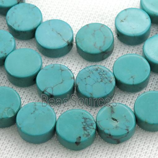 Sinkiang Turquoise circle beads, teal