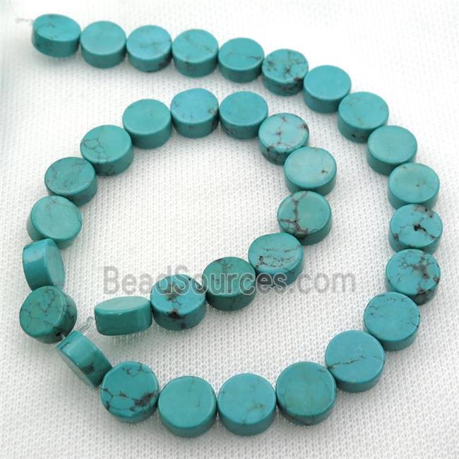 Sinkiang Turquoise circle beads, teal