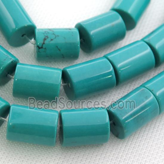 Sinkiang Turquoise column beads, teal