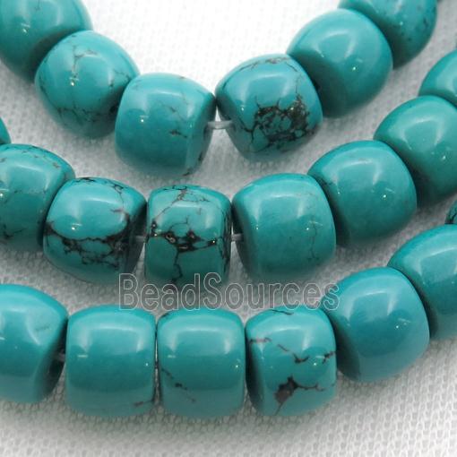 blue Sinkiang Turquoise barrel beads