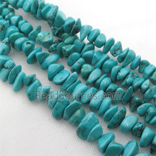 Sinkiang Turquoise irregular chip beads, teal