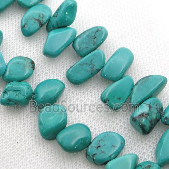 teal Sinkiang Turquoise beads, freeform, topdrilled