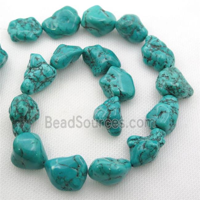 teal Sinkiang Turquoise nugget beads, irregular