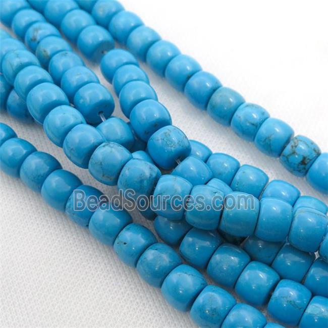 blue Sinkiang Turquoise barrel beads